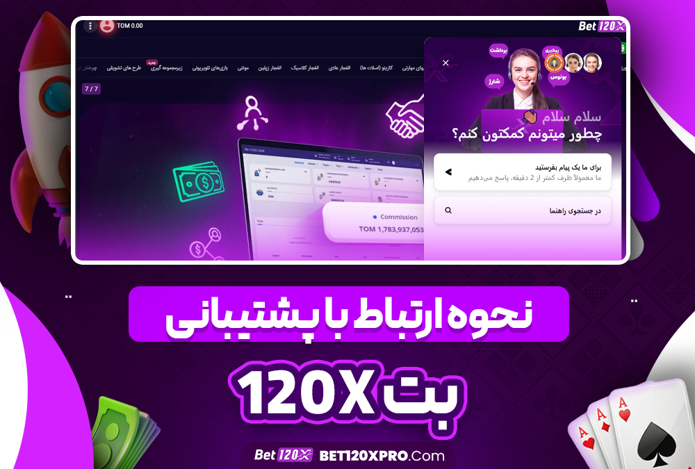 نحوه ارتباط با پشتیبانی بت 120x